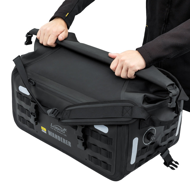 LOBOO Wanderer Sac pour arrière de moto en TPU renforcé imperméable avec sangles de sac à dos et fermeture magnétique à rabat - 50 L