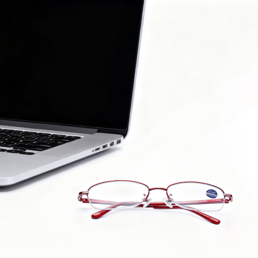Lunettes de lecture à monture demi-cadre rouge 150d