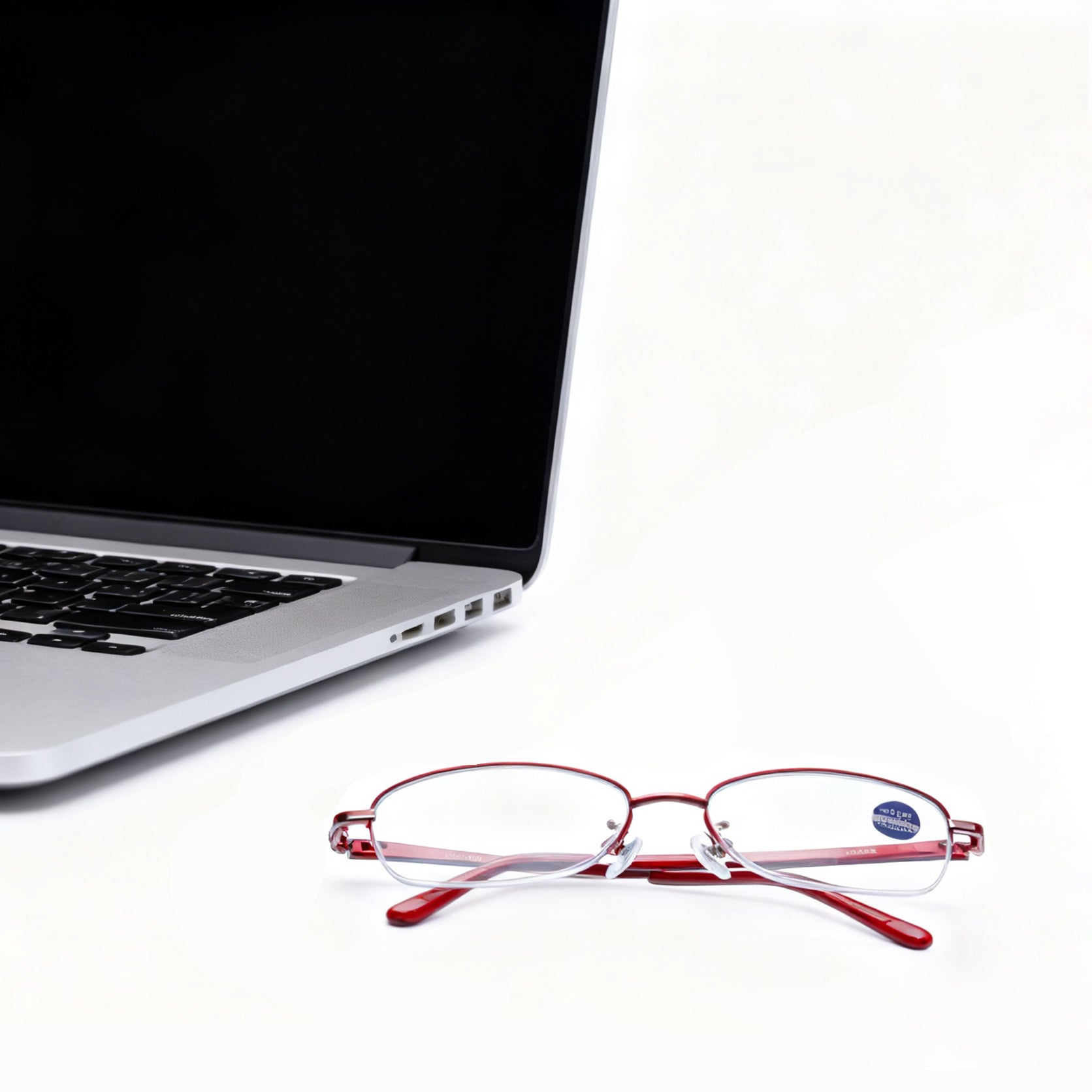 Lunettes de lecture à monture demi-cadre rouge 150d