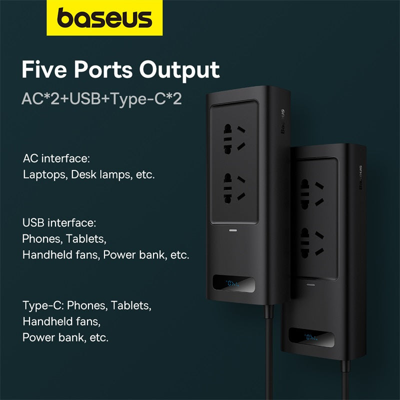 Baseus Pro Onduleur de puissance pour voiture 150 W 220 V CN/EU - Noir
