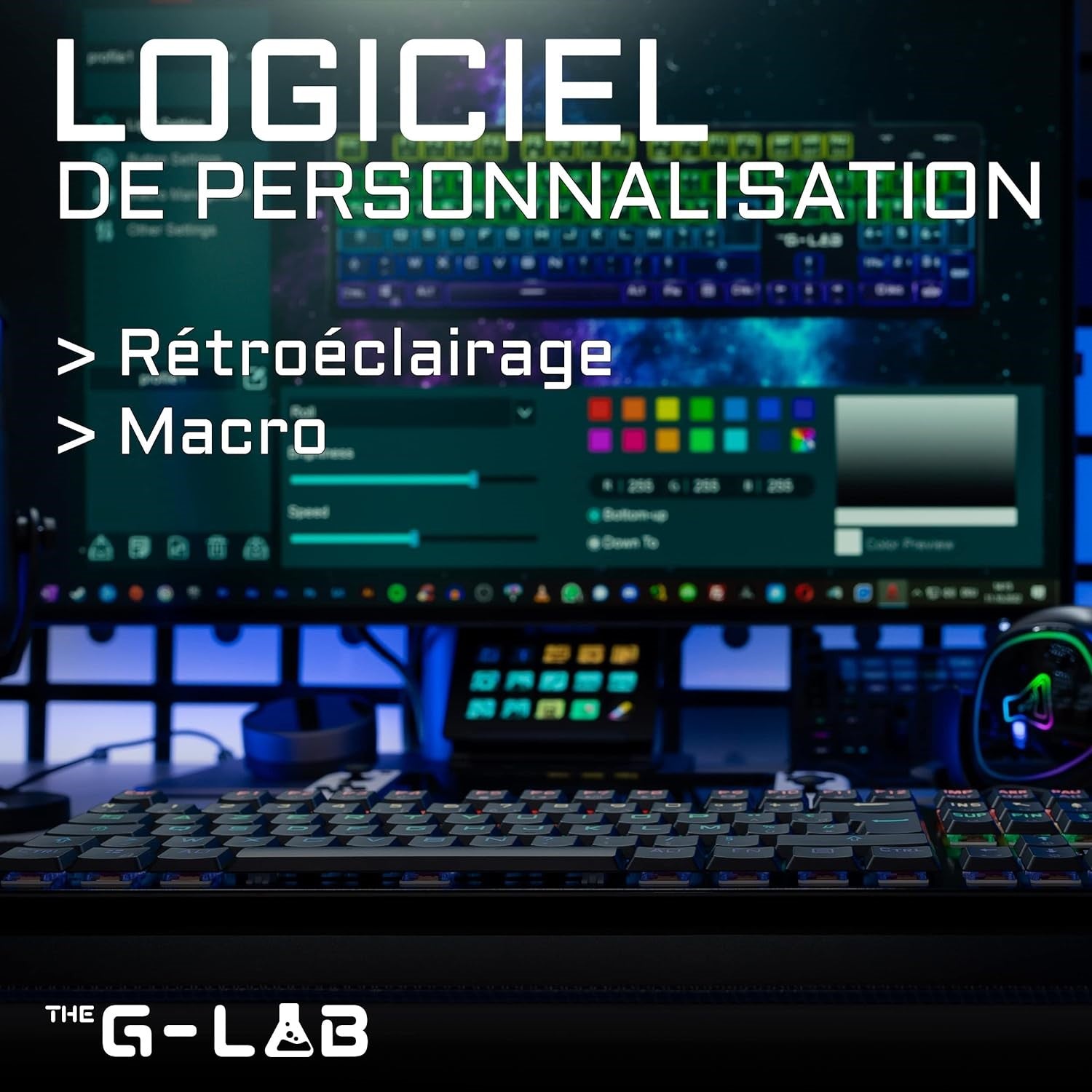 THE G-LAB Keyz Platinum Clavier Gaming Mécanique (Switch Rouge) Filaire RGB, Taille Complète - AZERTY - Noir