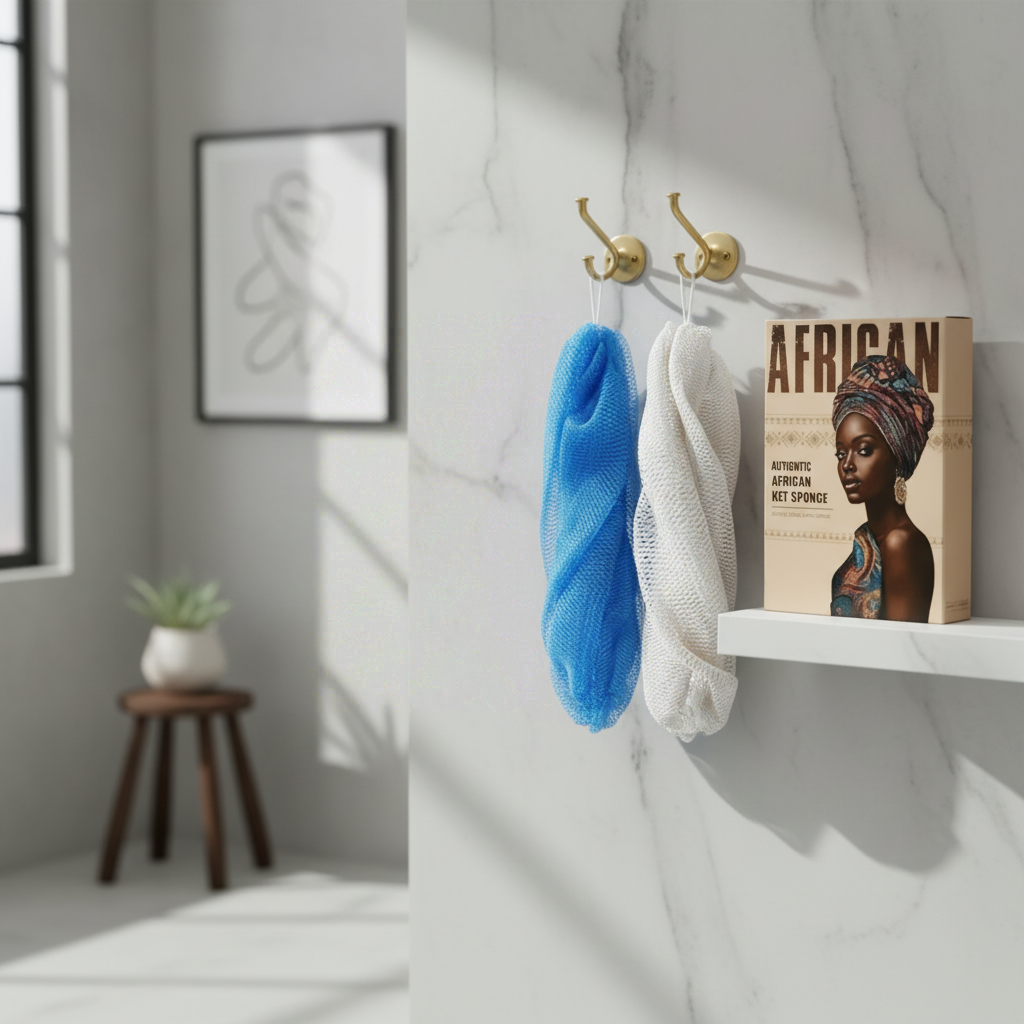 GÉNÉRIQUE - Kit d'éponge à filet africain Bleu lac avec fil - 90 g