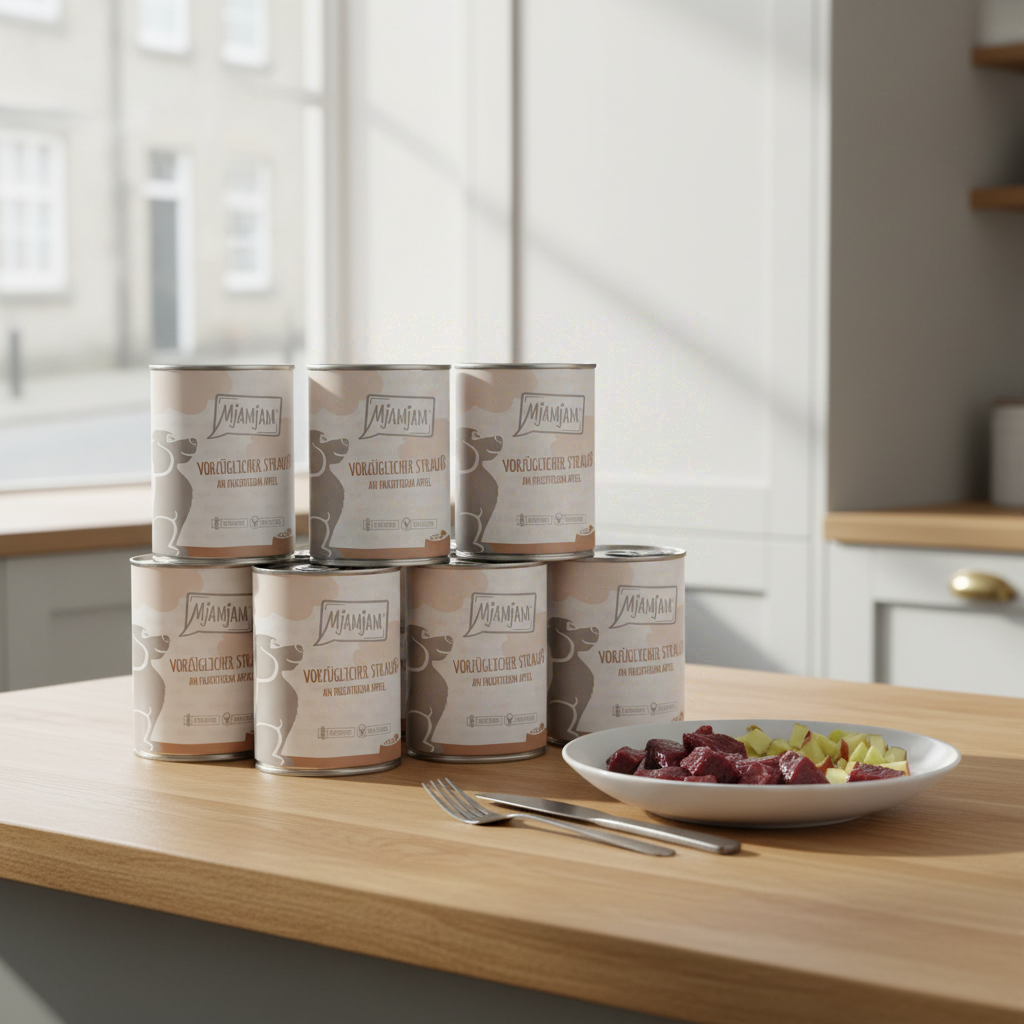 [Peut être servi frais pour l'été] MjAMjAM Nourriture humide pour chien autruche pomme - 400 g x 6