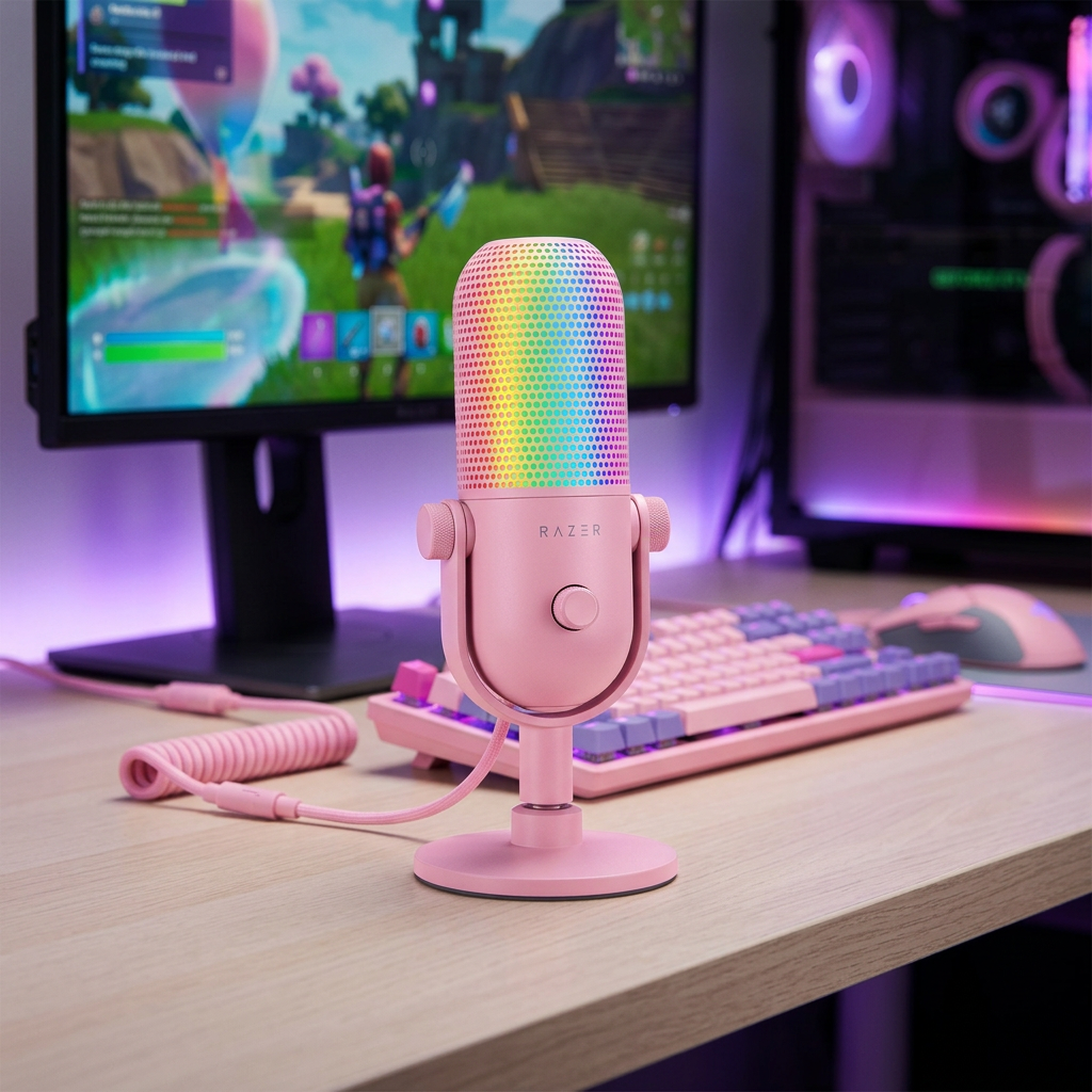 Razer Naga V3 Édition Quartz Rose USB Microphone de Bureau Capacitif