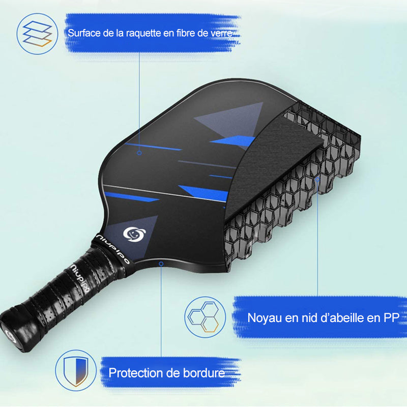 NIUPIPO MX-19 Lot de 2 paddles de pickleball en fibres de verre et noyau en polypropylène à alvéoles certifié USAPA