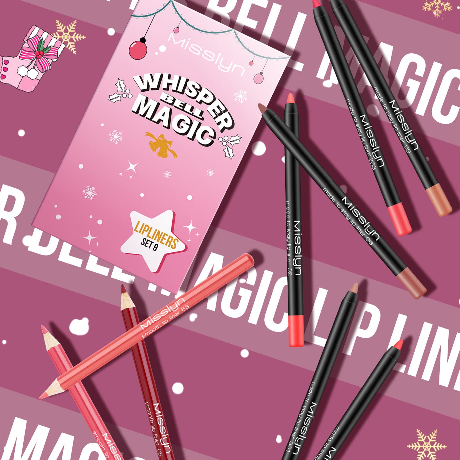 Misslyn Magie clochette chuchotée 2 Coffret de crayons contour des lèvres
