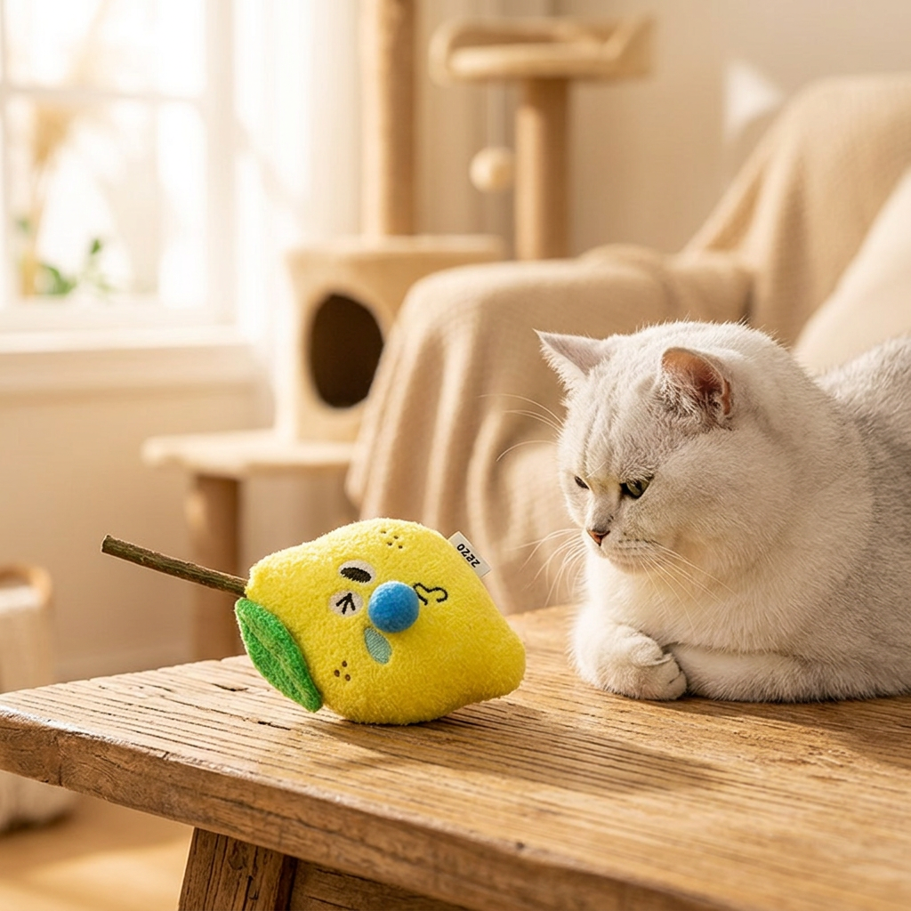 Zeze Jouet pour chat citron au matatabi, Jouet à mâcher naturel pour chatons
