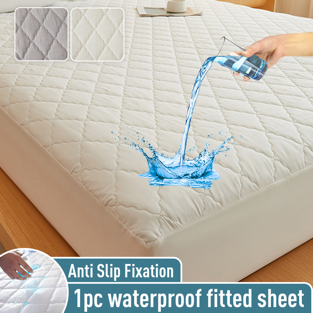 LeBonsoir Protège-matelas imperméable, matelassé, très profond 30 cm, housse de matelas en microfibre pour lit double, housses de lit lavables en machine (180 x 200 cm), blanc