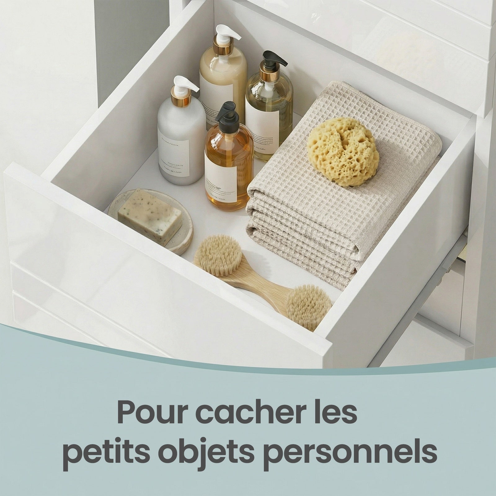 JOYFURNOS Armoire haute de salle de bain, Meuble de rangement mince, Placard étroit, Blanc
