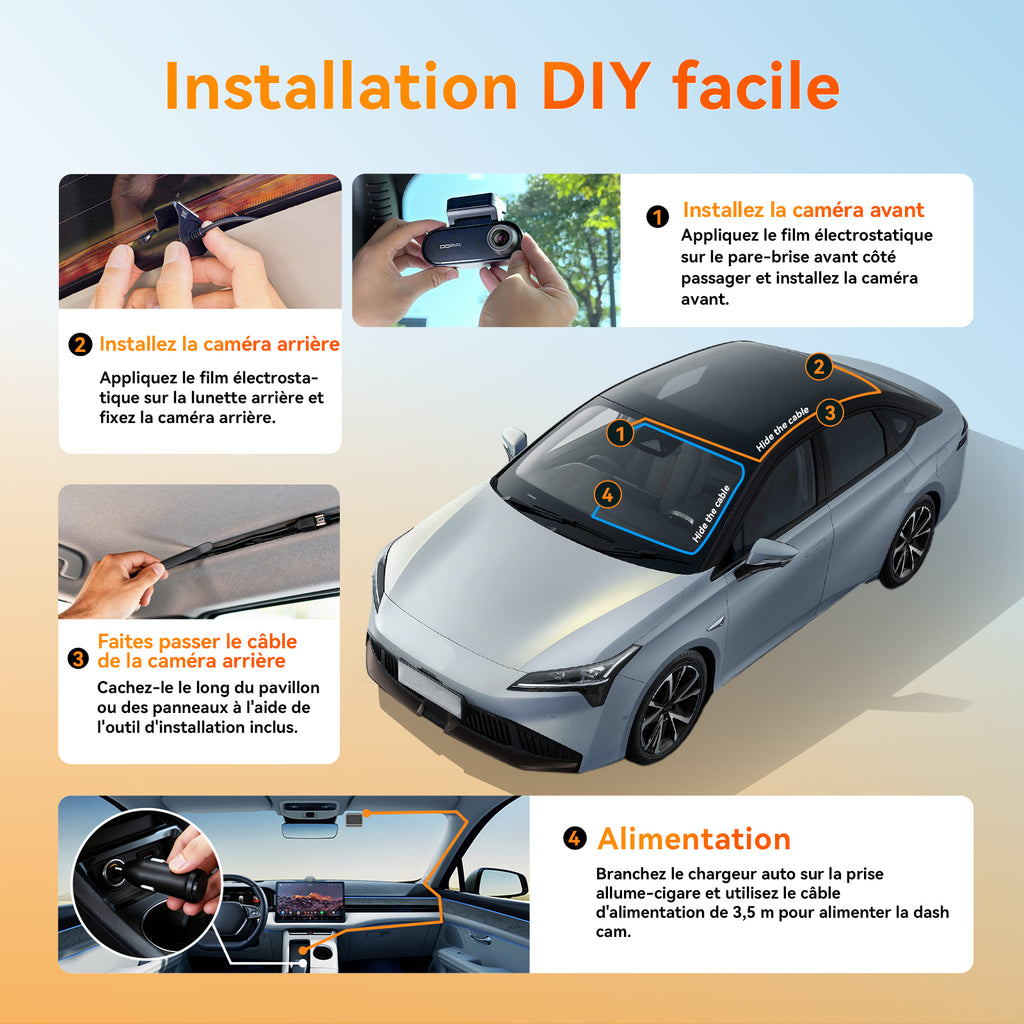 Caméra embarquée DDPAI N5 double 4K avant et arrière, caméra de voiture 2160P+1080P, GPS, Wi-Fi 5G, eMMC 32 Go intégré, vision nocturne, mode stationnement 24 h, application intelligente