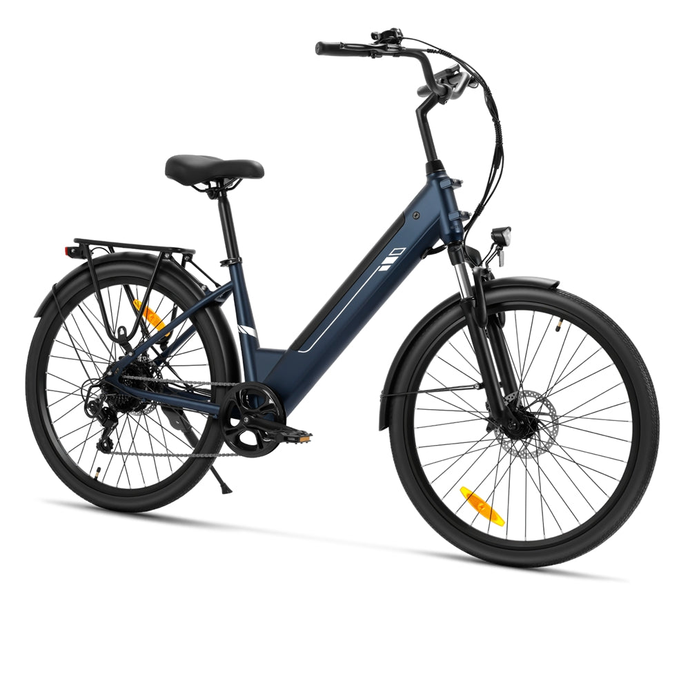 Touroll Roamer 2 ST Step-Thru 26 pouces 36 V 15,6 Ah 250 W 25 km/h 7 vitesses 45 Nm 100 km Autonomie maximale Vélo électrique Avec frein à disque mécanique et frein électrique