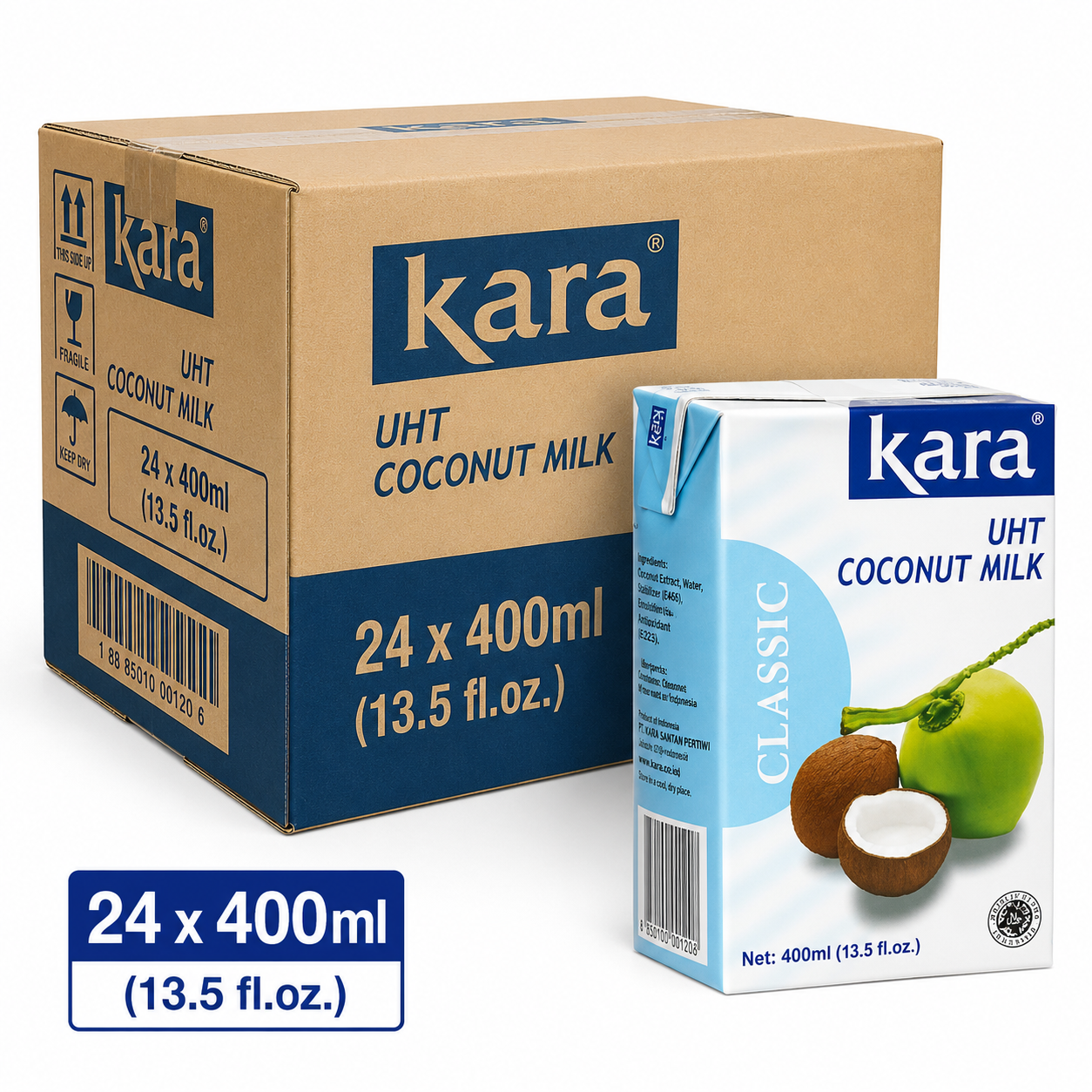 KARA Lait de coco classique UHT 17 % de MG 24 x 400 ml