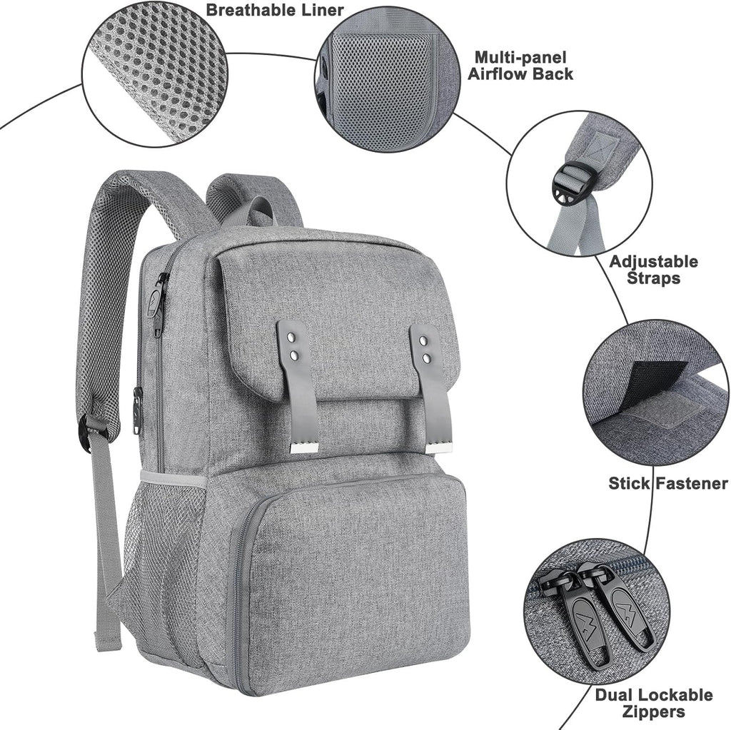 Sac à dos avec sac déjeuner isotherme pour femme, Sac de voyage pour ordinateur résistant à l'eau, Sac à dos universitaire, Compatible avec ordinateur portable 15,6 po