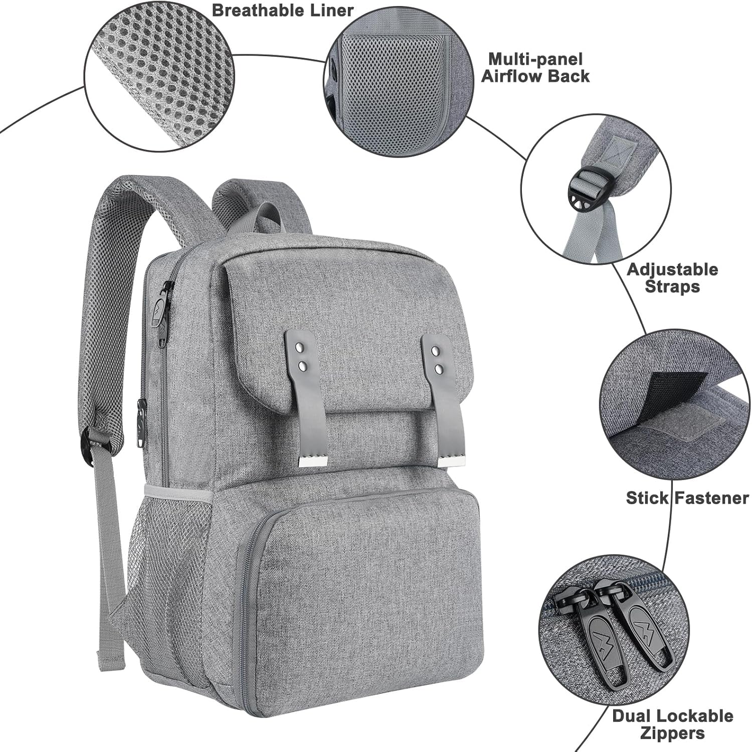 Sac à dos avec sac déjeuner isotherme pour femme, Sac de voyage pour ordinateur résistant à l'eau, Sac à dos universitaire, Compatible avec ordinateur portable 15,6 po