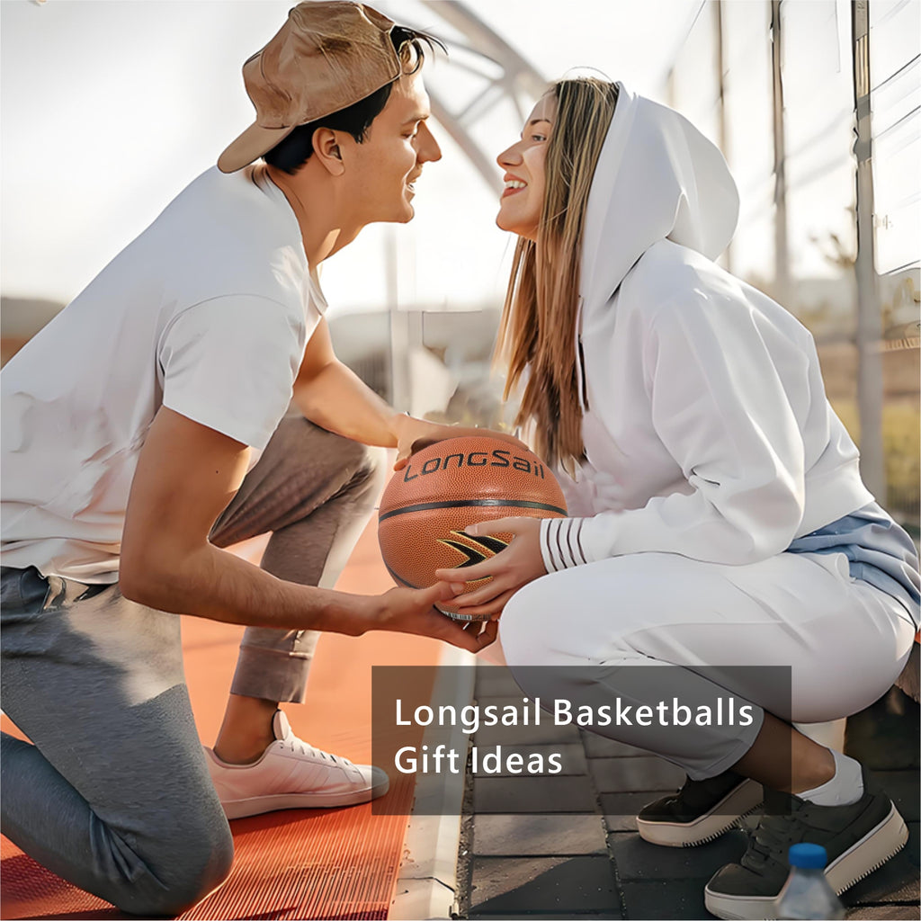 LONGSAIL Ballon de basket de haute qualité en cuir composite et microfibre brun rouge - Taille 7