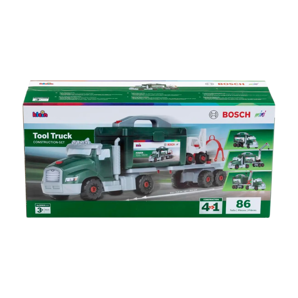 Theo Klein Bosch Camion de Construction Jouet 8630 Set de Construction avec Grue et Chariot Élévateur