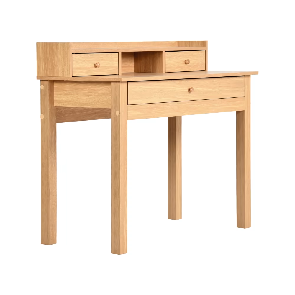 Bureau URBAN MEUBLE avec finition en bois, tiroirs et étagère