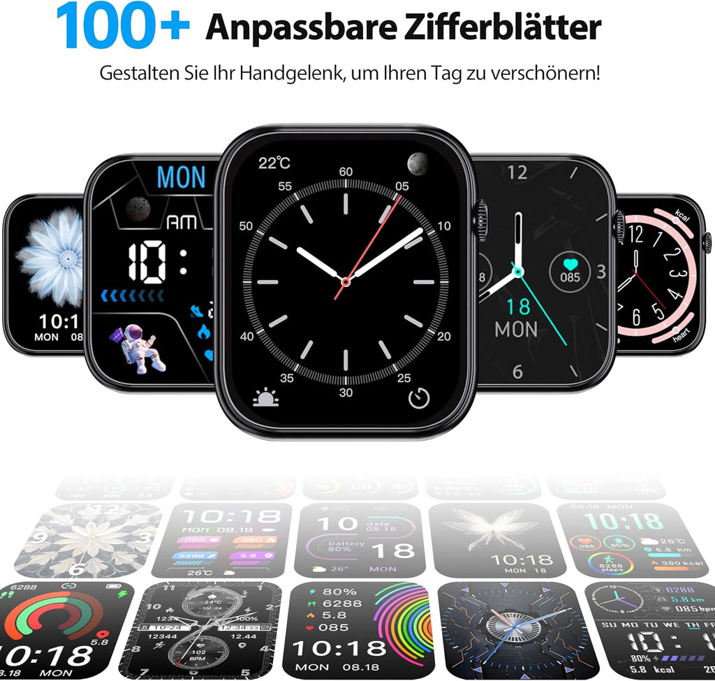 Montre connectée OUKITEL V3 noire-1,83" HD homme femme appel Bluetooth IP68 SpO2 cardio 100+ modes sportifs Android iOS