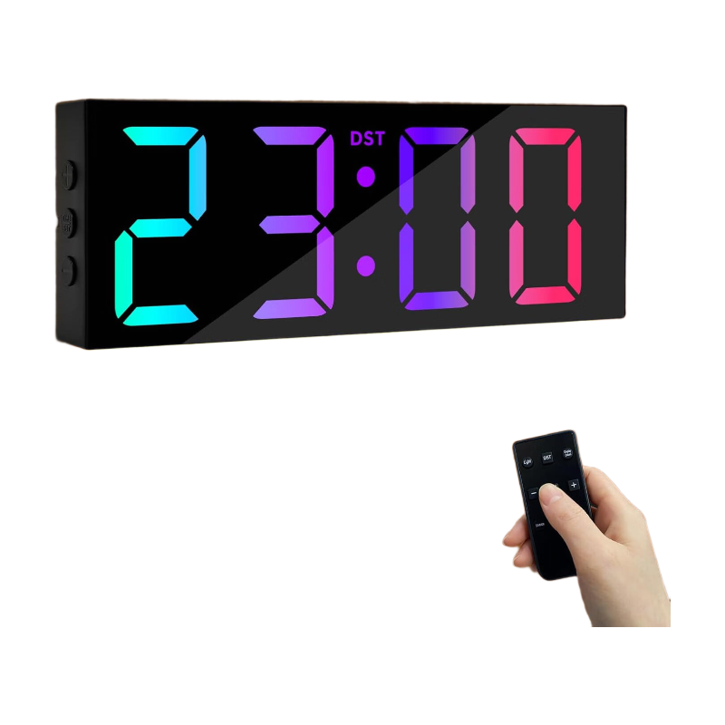 HATITANG PH-05 Horloge murale numérique 12" Noir