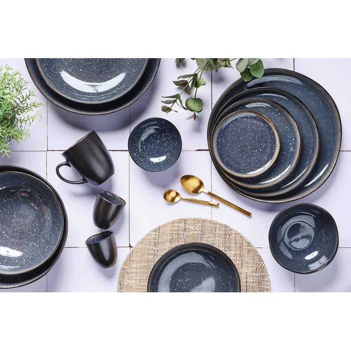 BJÖRN IRIS Lot de 2 plateaux de service bleu nuit - Ø 32 cm