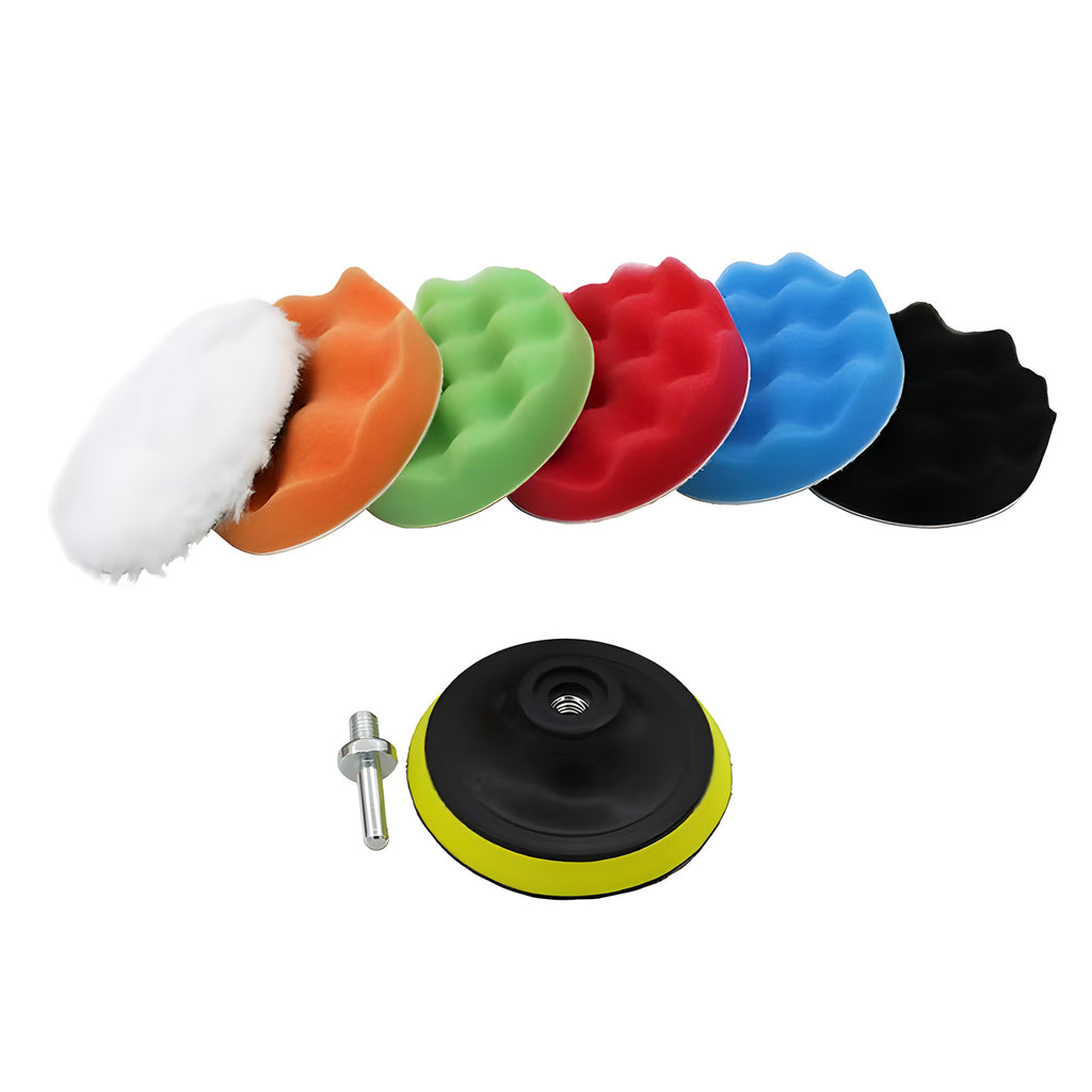 Éponge de polissage, 8 pcs 270 mm tampons de polissage auto-agrippants avec adaptateur de perceuse M10 pour perceuse