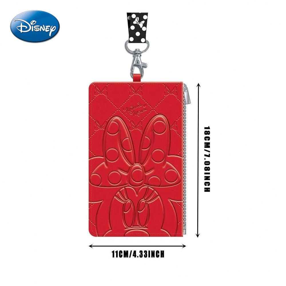 Disney Pochette tour de cou embossée Minnie Mouse avec motif à carreaux et nœud rouge, sous licence officielle