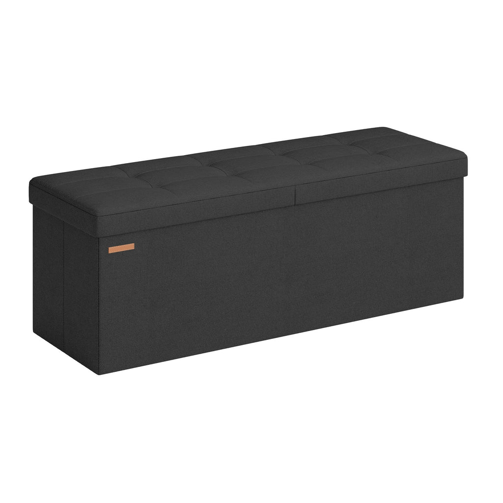 JOYFURNOS Banc de rangement, 38 x 110 x 38 cm, pouf coffre, banc de lit, pour salon, chambre à coucher, entrée, noir
