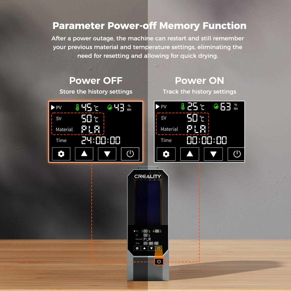 CREALITY Space PI Boîte de séchage pour filaments d'imprimante 3D avec chauffage à air chaud PTC 360° de 110 W et boîte de stockage et de déshydratation de filaments améliorée
