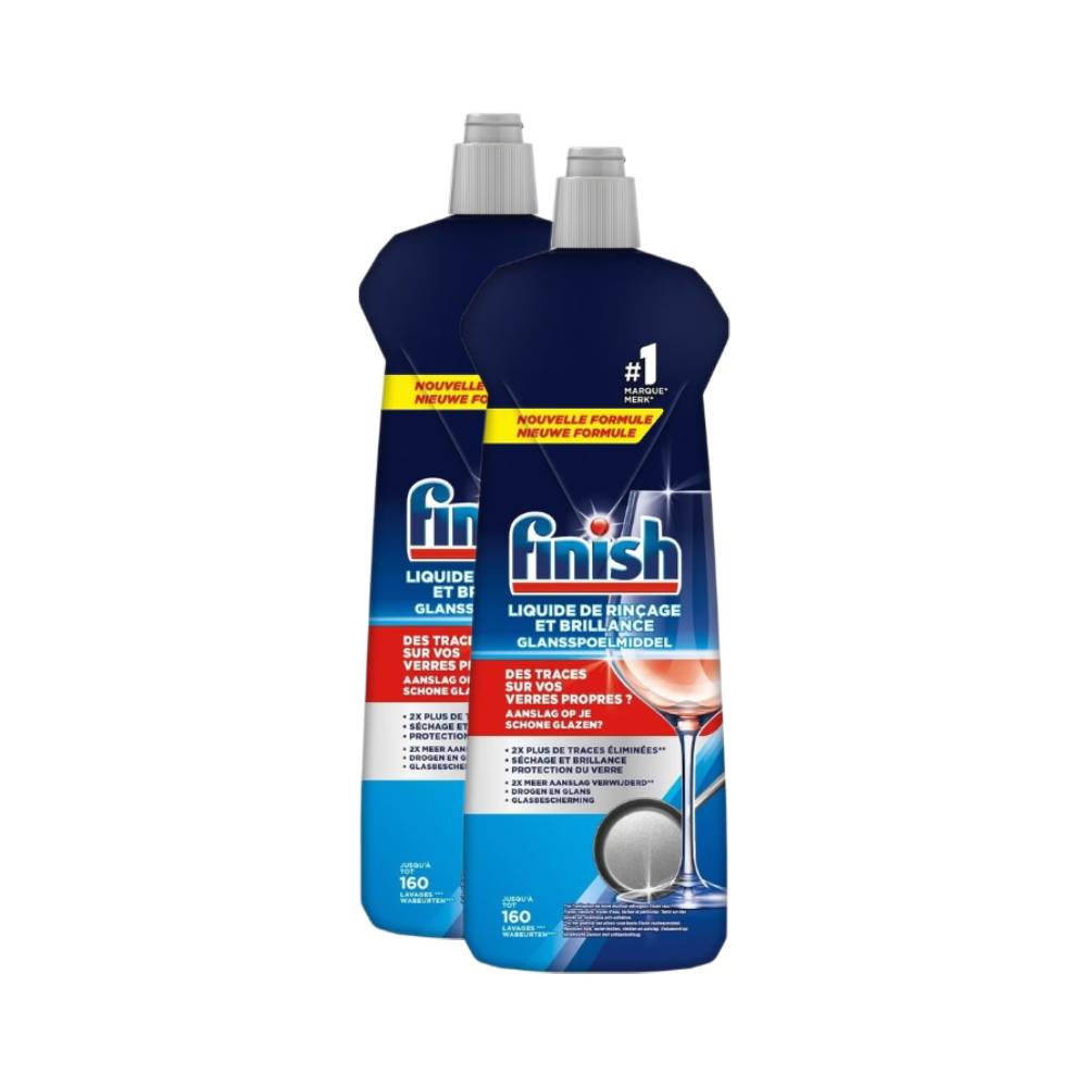 Finish Powerball Shine Liquide de Rinçage Lave-Vaisselle Anti-Taches d'Eau Séchage Rapide 2 x 800 ml (= 1,6 L)