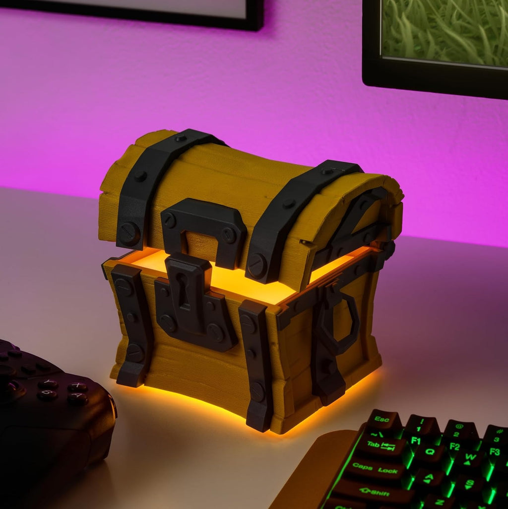 Coffre lumineux Fortnite avec sons du jeu - sous licence officielle - 14 cm - à piles