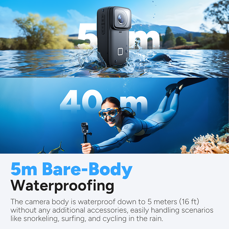 SJCAM C200 Pro Caméra d’action 4K avec stabilisation électronique de l’image 6 axes, Écran tactile 1,3 pouce, Enregistrement 95 min, Étanche sans boîtier 5 m, 40 m avec boîtier, Ultra compacte 6,8 × 3,4 × 2,7 cm, Photo 20 Mpx, Wi-Fi rapide 5 GHz vers