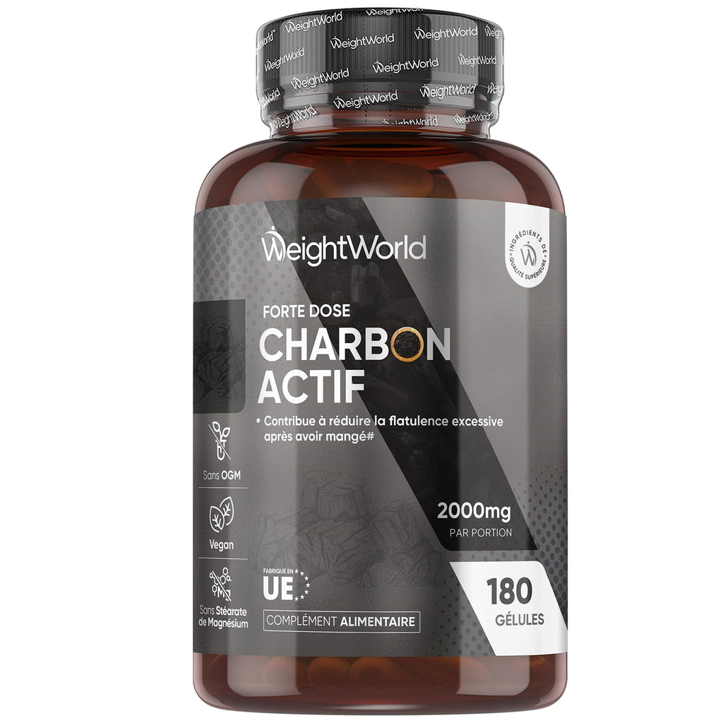WeightWorld Charbon actif 2000 mg - 180 gélules
