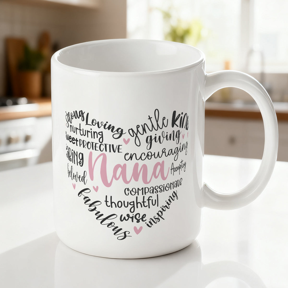Alphynix 1 pièce mug hommage à mamie, tasse à café en céramique 11 oz avec cœur de mots d’amour, meilleur cadeau pour mamie, cadeau pour grand-mère anniversaire Noël Saint-Valentin