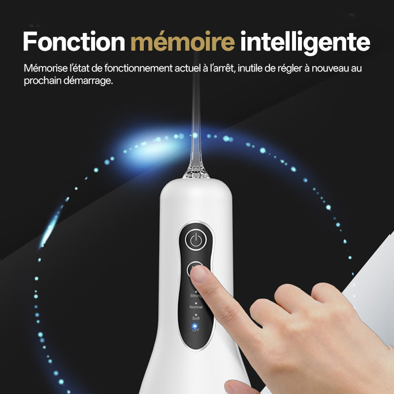 Sunluxy Hydropulseur Dentaire Portable Sans Fil, 140 PSI, Flux d’eau Pulsé Haute Pression, 4 Modes, Réservoir d’eau Amovible 260 ml, Autonomie de 50 Jours