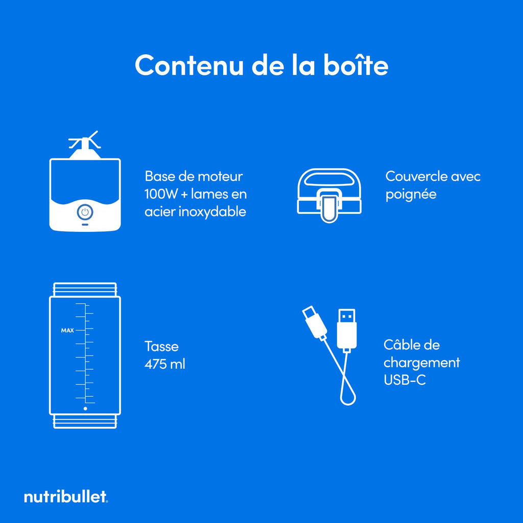 nutribullet Portable, Blender Personnel Rechargeable USB, NBP003B, Noir