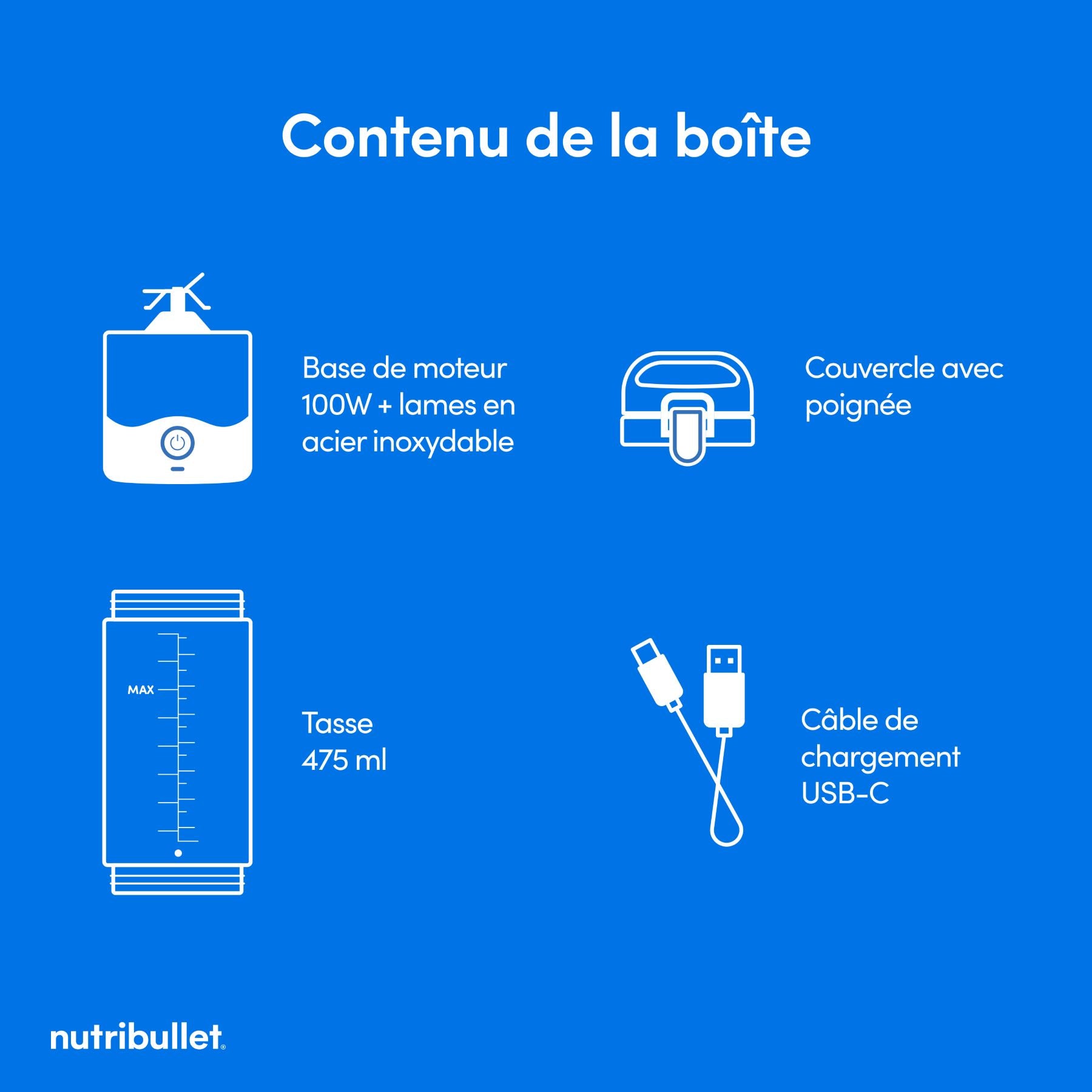 nutribullet Portable, Blender Personnel Rechargeable USB, NBP003B, Noir