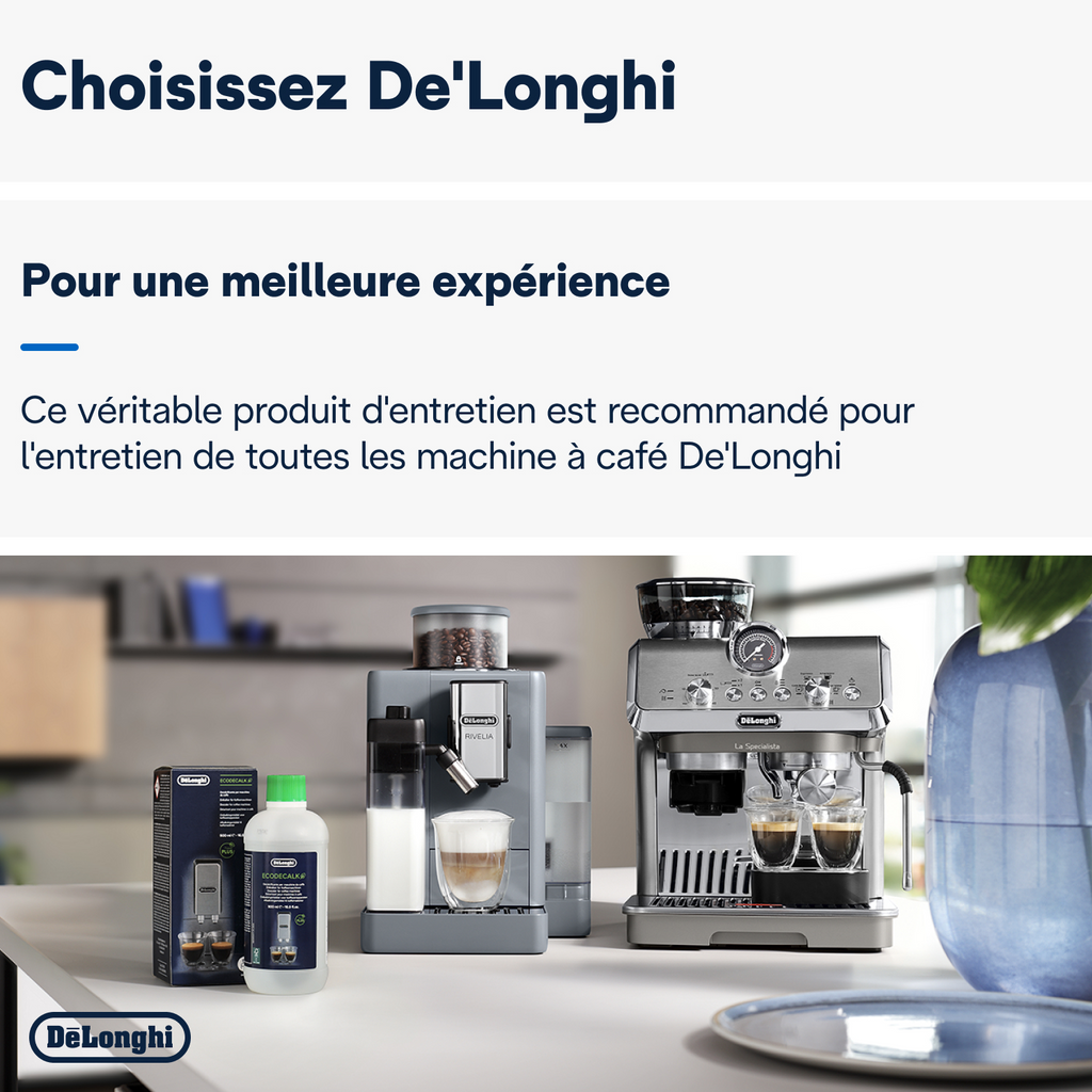 DELONGHI Accessoires Café, Détartrant EcoDecalk 500ml, DLSC500, Transparent