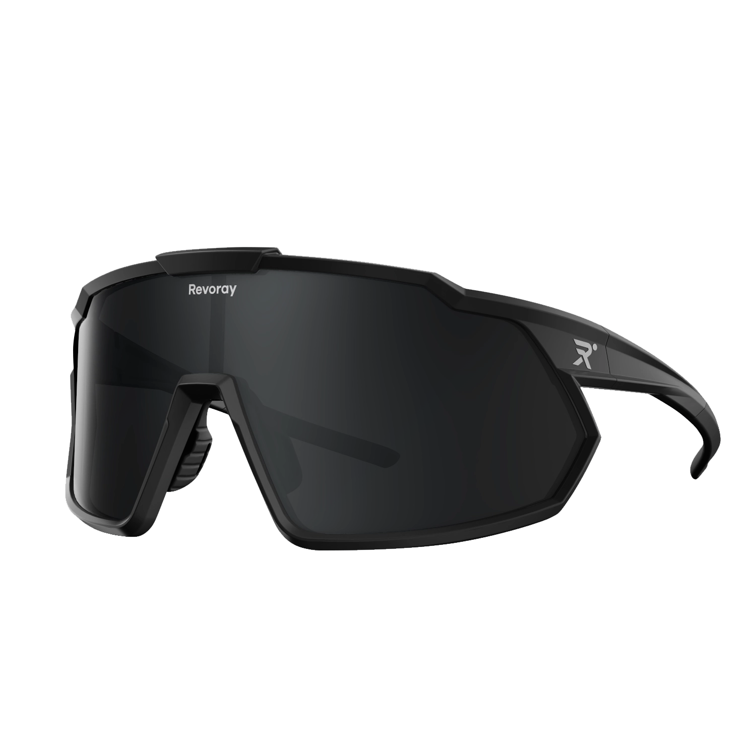 Revoray Y1 Lunettes de soleil de cyclisme avec verres polarisés TAC haute définition, monture TR90 ultra-légère 33g, protection UV 400, revêtement hydrophobe et oléophobe - Noir