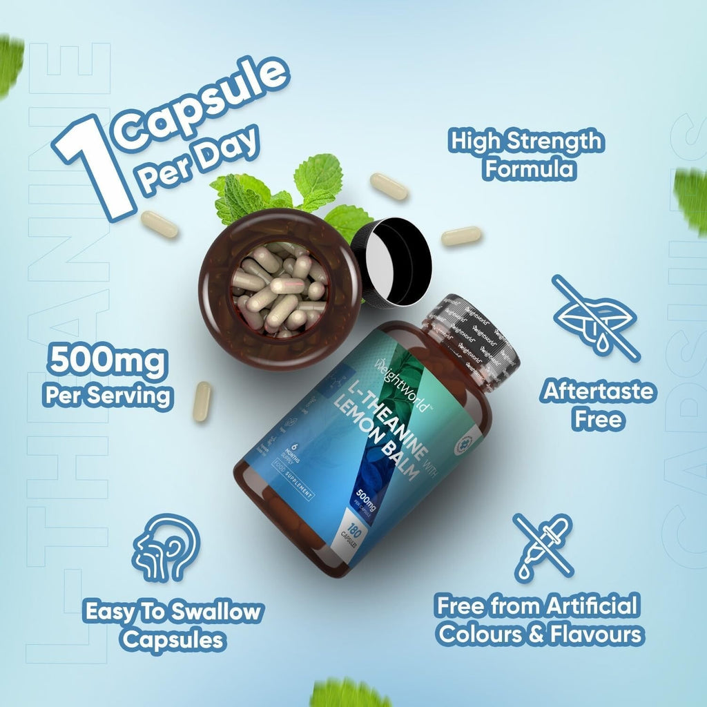 WeightWorld L-Théanine avec mélisse 500 mg 180 gélules