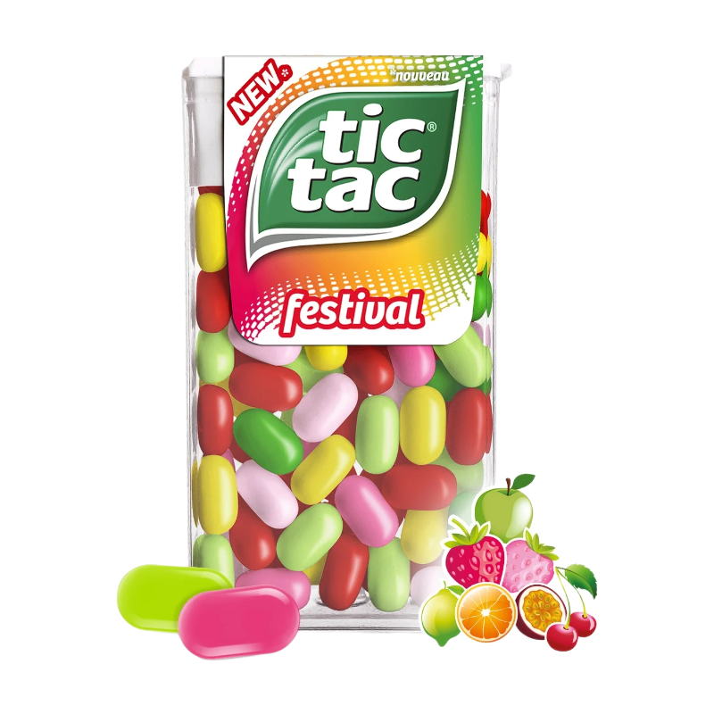 Tic Tac Festival Pastilles aromatisées aux fruits 110 pièces 54 g