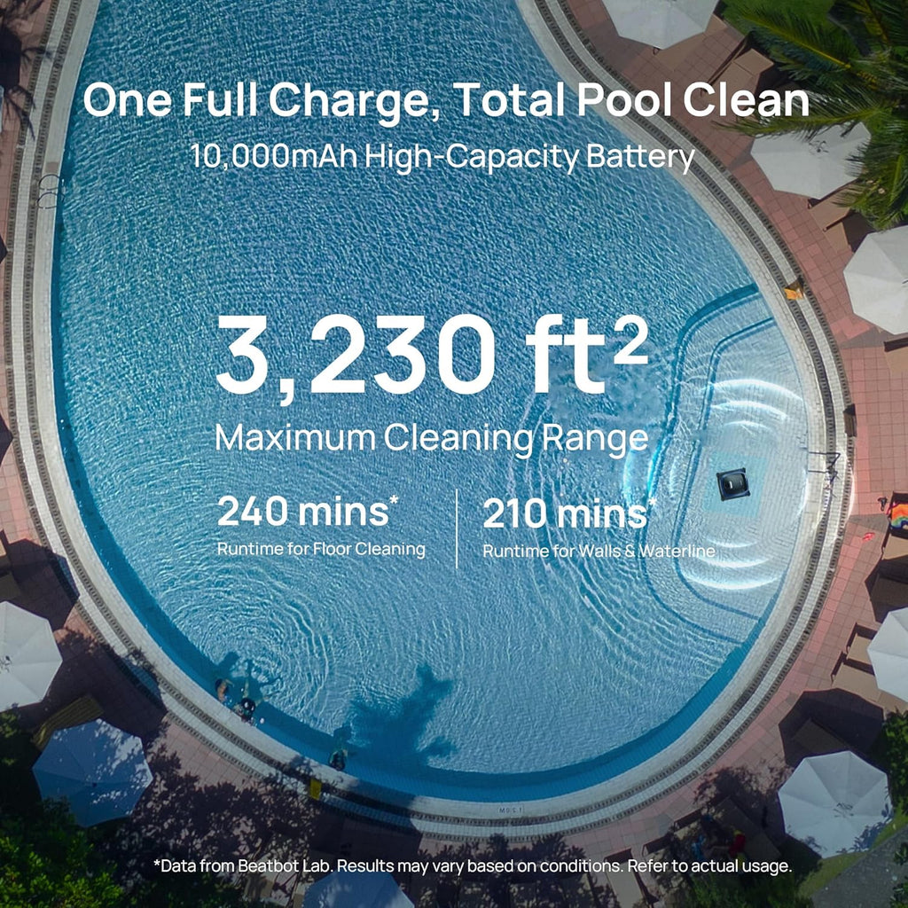 [Nettoyage de la ligne d'eau + Livraison gratuite le lendemain] Robot nettoyeur de piscine sans fil Beatbot AquaSense 2 | Avec housse de protection + Stationnement intelligent en surface | Doubles brosses pour le nettoyage de la ligne d'eau des paroi