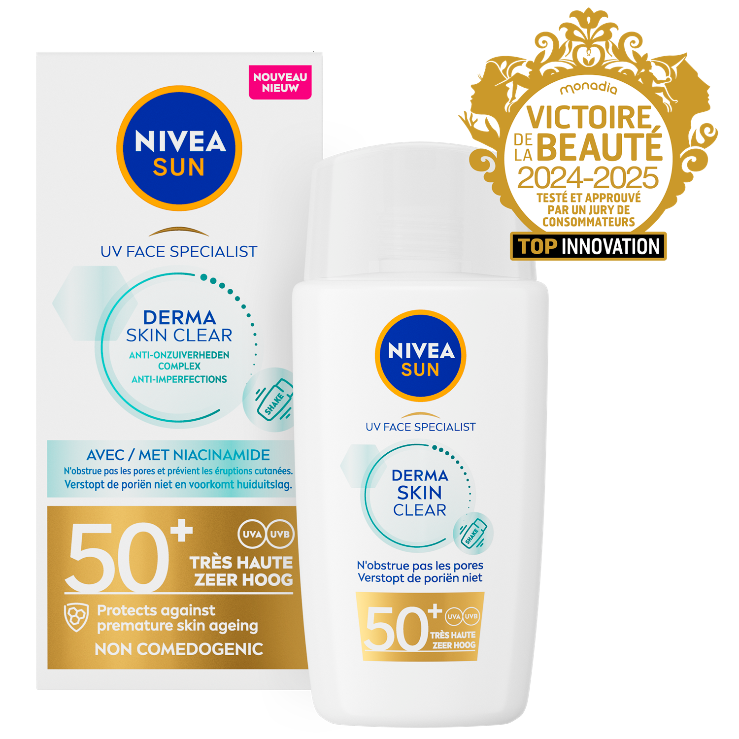 NIVEA SUN Derma Skin Clear Fluide UV visage SPF 50+ - 40 ml