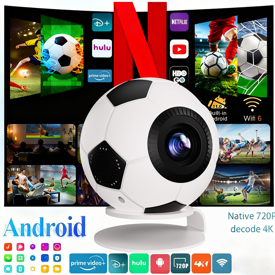 Mini projecteur en forme de ballon de football XBJ, prise en charge de la décodage 4K, affichage compatible 1080P, projecteur de home cinéma portable de 800 lumens ANSI