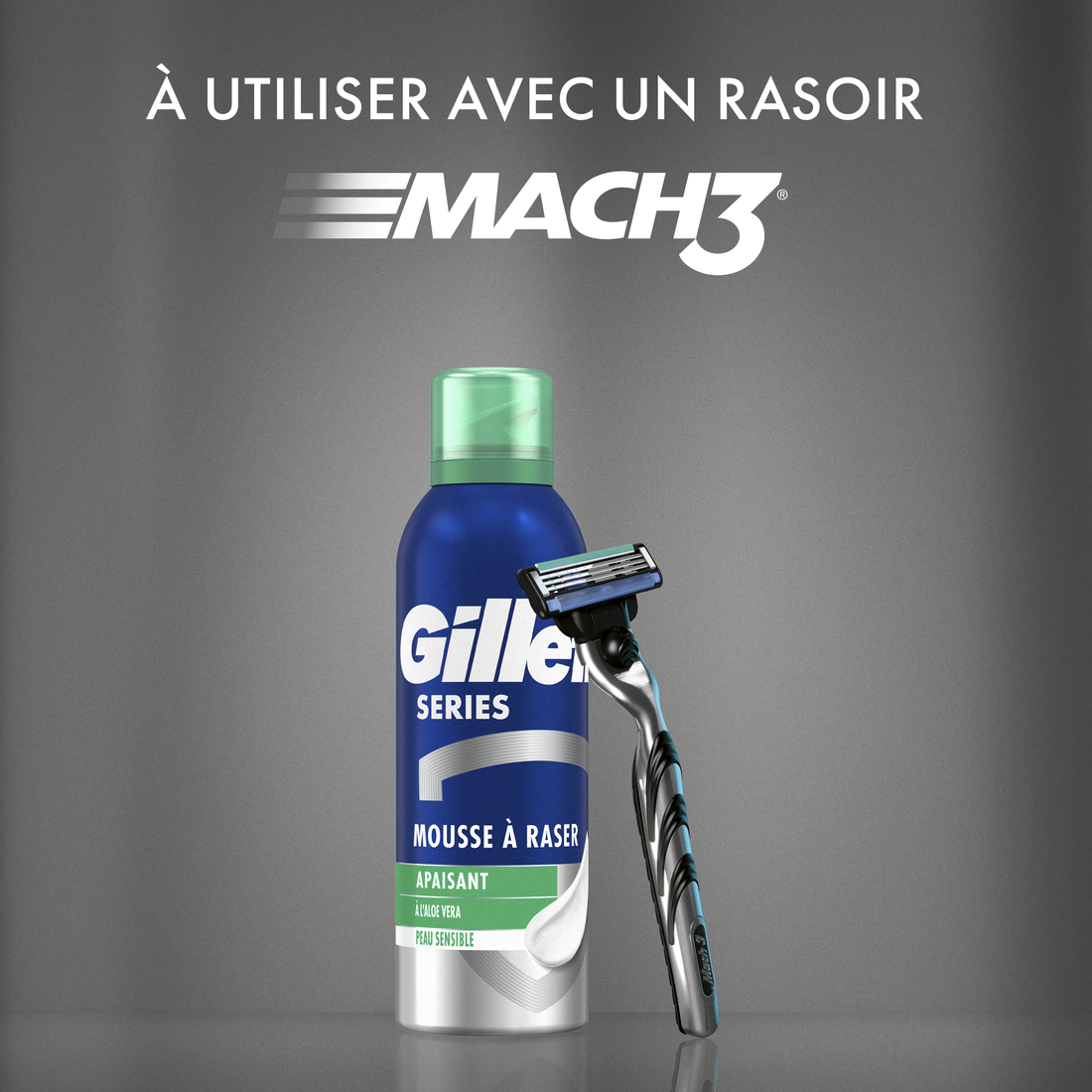Gillette Mousse à Raser Homme, pour la Peau Sensible, 250ml | Formule Apaisante à l’Aloe Vera, Parfum Masculin, Contre Brûlures, Rougeurs, Coupures