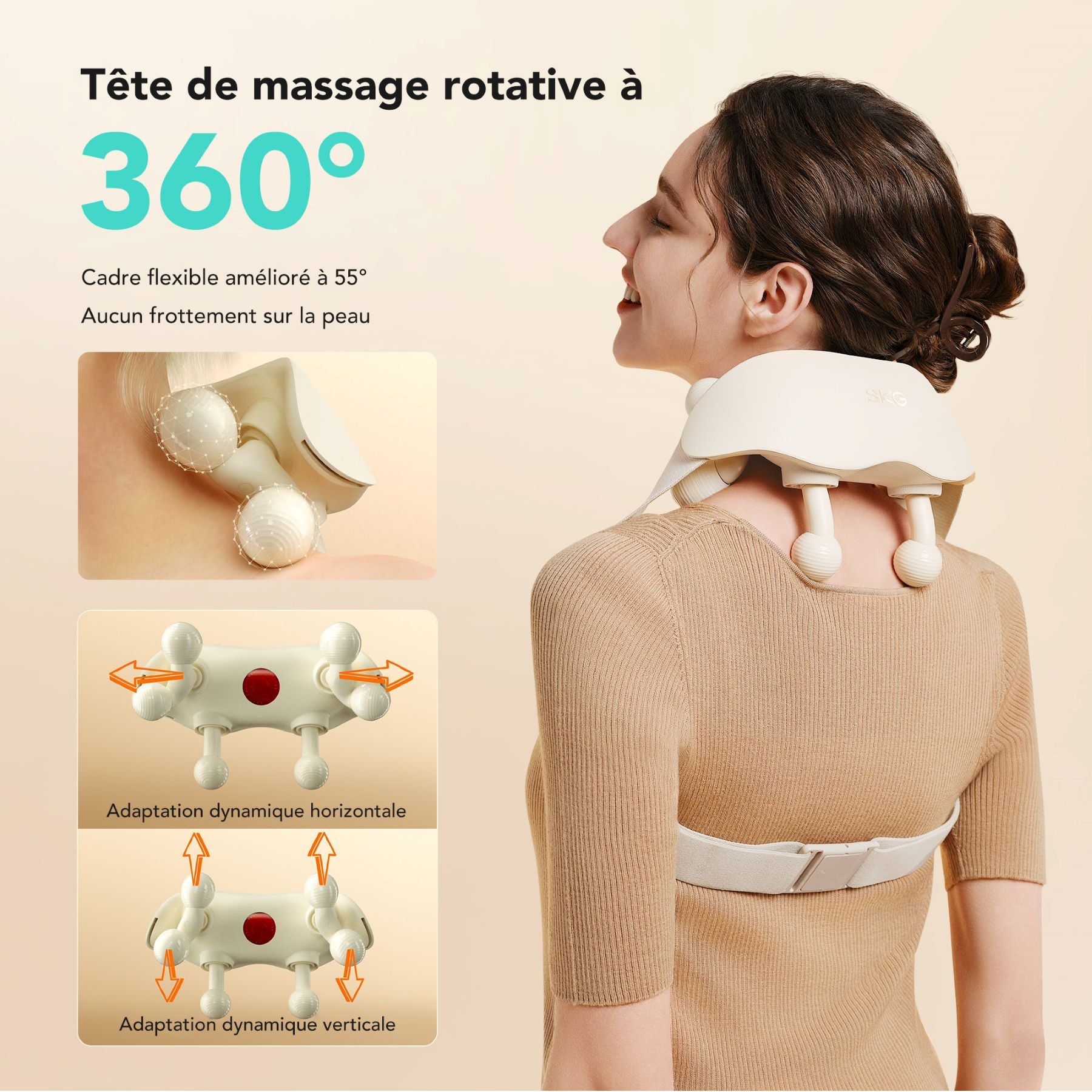 SKG HS500-2 Appareil de massage pour le cou et les épaules Rotation, pétrissage et moxibustion à lumière rouge Cadeau pour l'être aimé