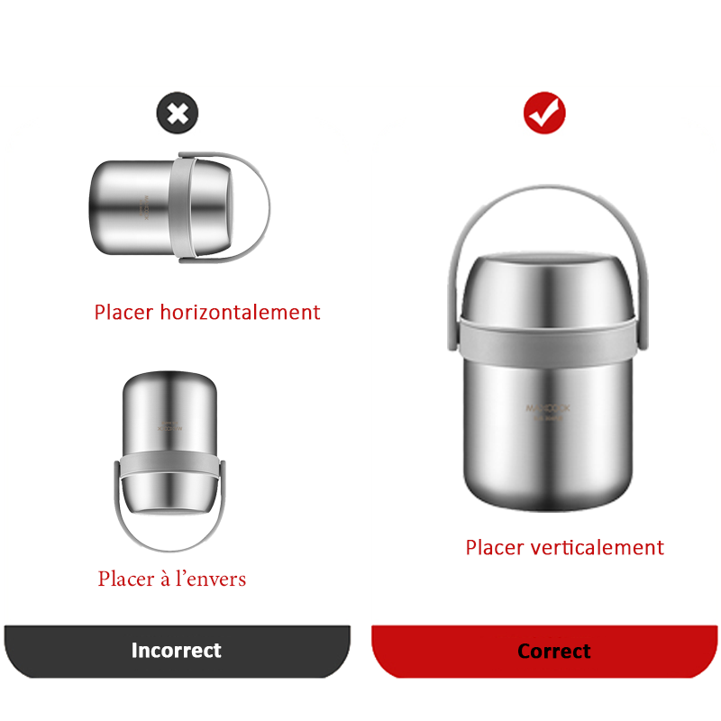 Maxcook MCTG0164 Thermos alimentaire isotherme sous vide 1,5 L Acier inoxydable 304 Grande ouverture