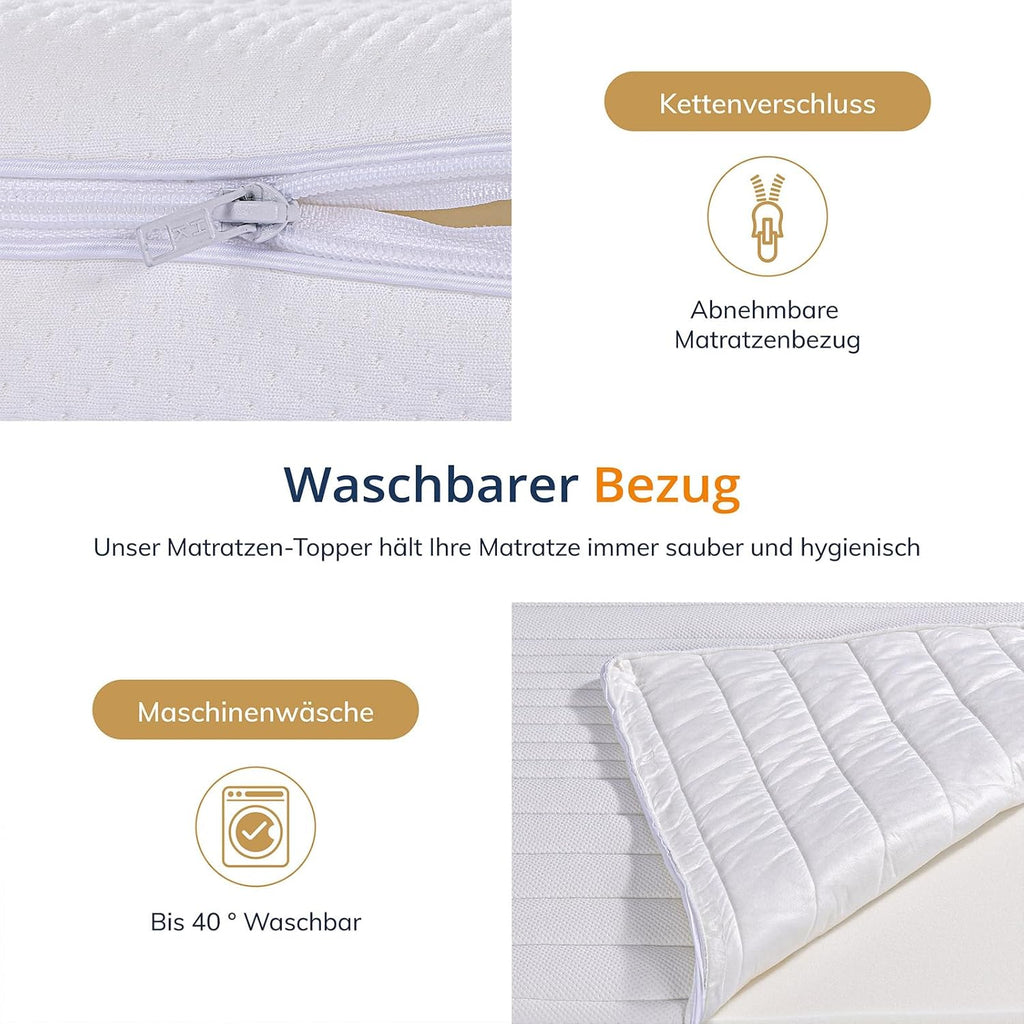 EGO HOME Surmatelas 180 x 200 cm - Surmatelas en mousse à mémoire de 8 cm H2, doux, surmatelas de confort premium avec housse amovible et lavable, respirant