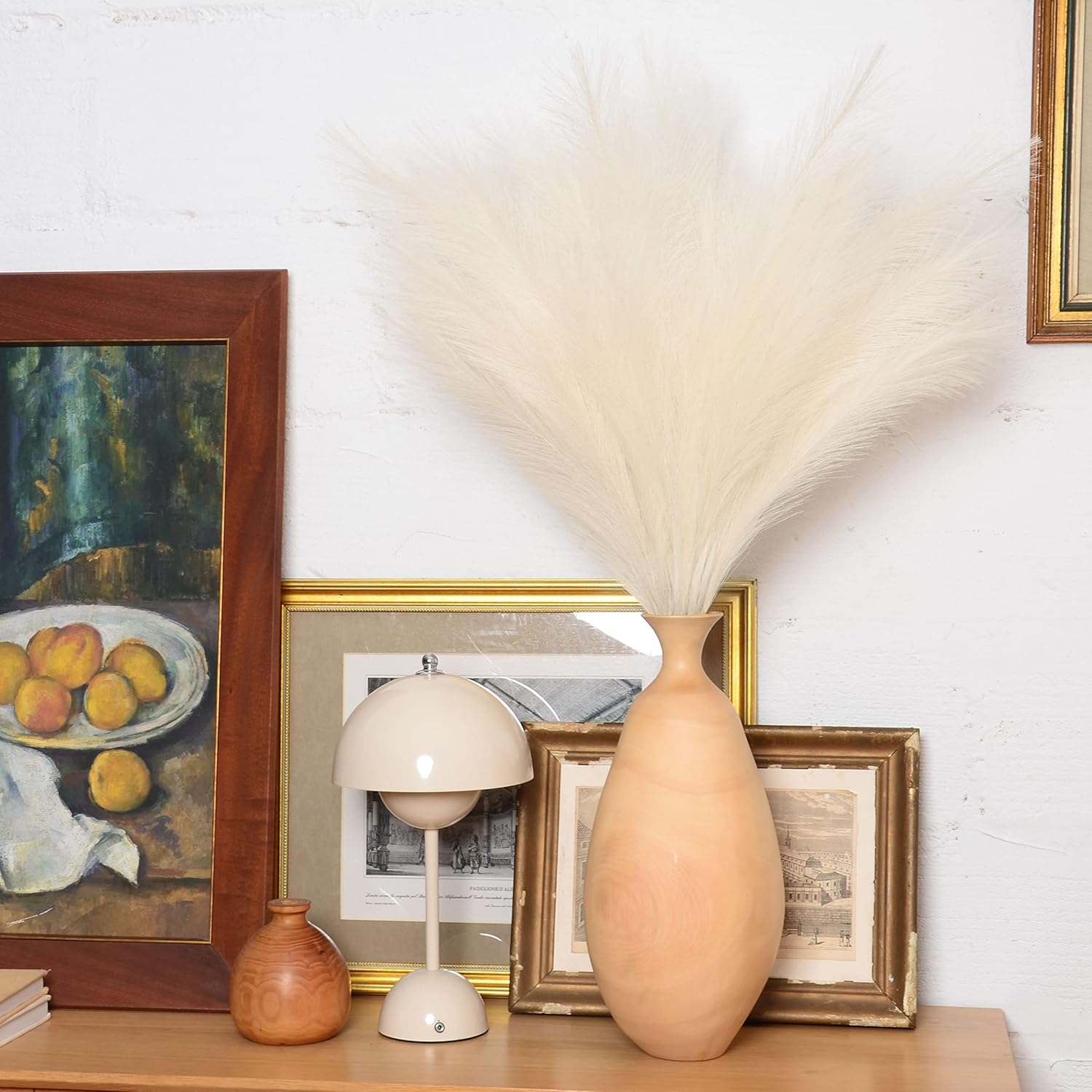 Yuejia 10 pièces 18,89 po / 48 cm Fleurs séchées artificielles, fausses plantes, décorations d’automne, décoration bohème, décoration de maison pour Halloween, Noël, mariages, fêtes, loisirs créatifs, vase, intérieur et extérieur (Beige)