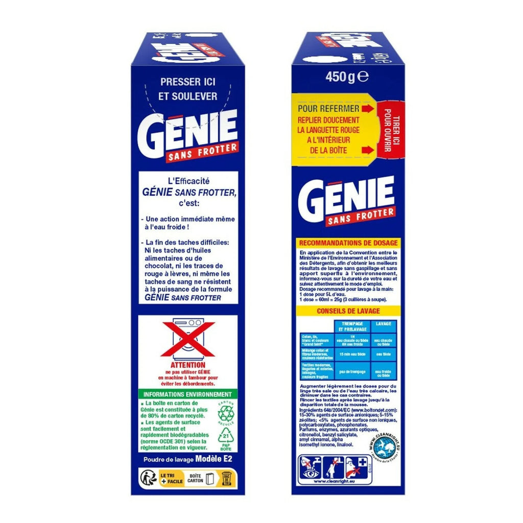 Génie sans FROTTER Lessive en Poudre Lavage à la Main, Eau Froide Efficace, 450 g