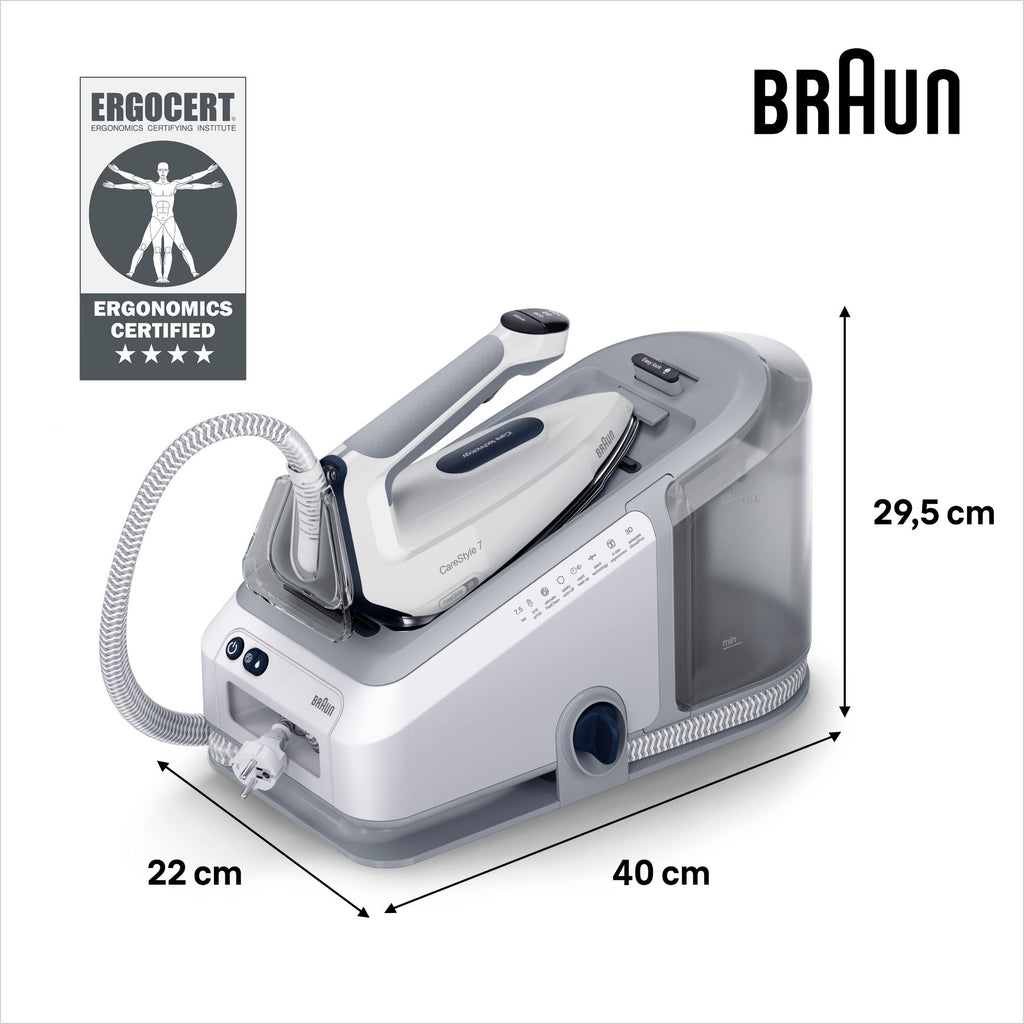BRAUN CareStyle 7 Pro, Système de Repassage Centrale Vapeur, IS7262GY, Gris